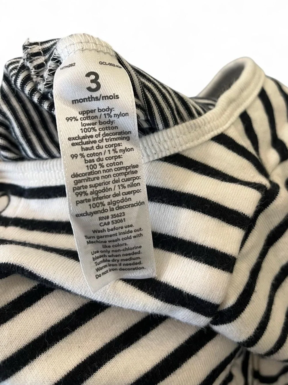 3M Boy Carters One Piece Long Sleeve Dinosaur Stripe Romper Pantsuit Black White